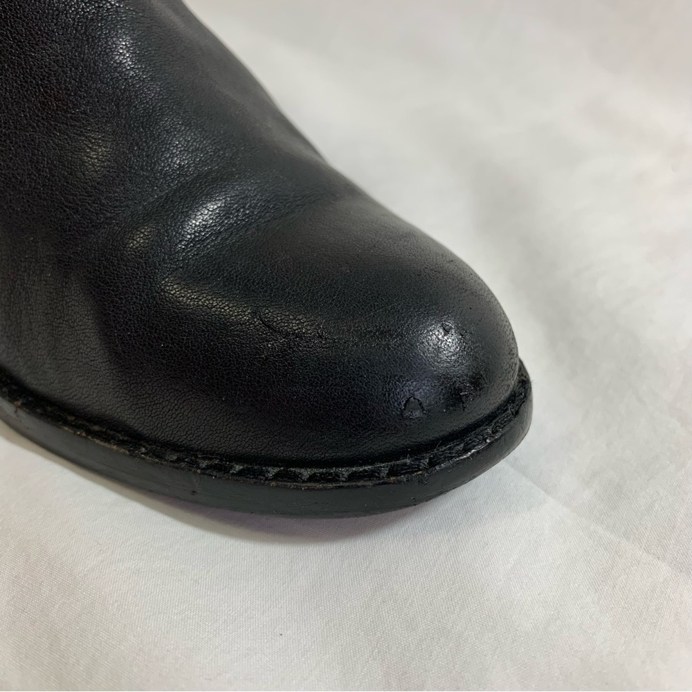 Arturo Chiang Black Leather Boots chunky heel, block heel, zipper, western, 6 - Picture 12 of 16
